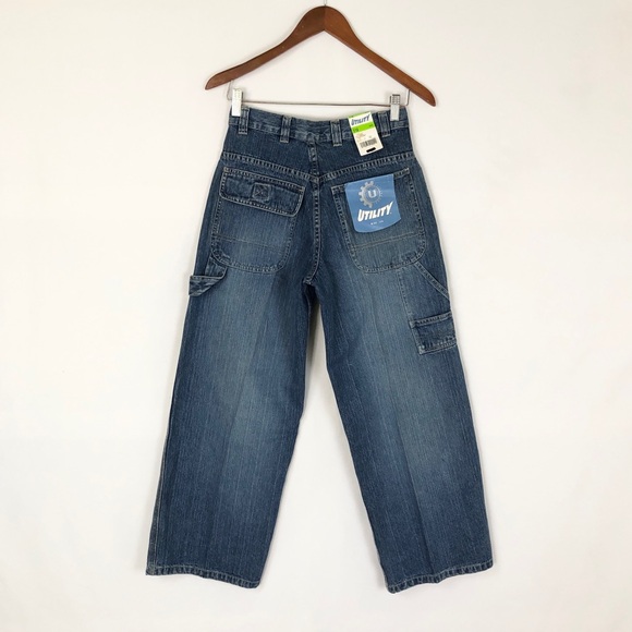 NEW Utility‎ Wide Leg Jeans Dark Wash Size 12 Boy Size 26 Women High Waist - Picture 6 of 9